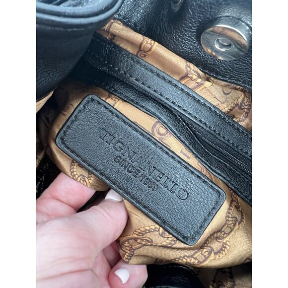 TIGNANELLO Vintage Leopard Suede Leather Drawstring Bucket Purse Bag + Keychain - Picture 12 of 15